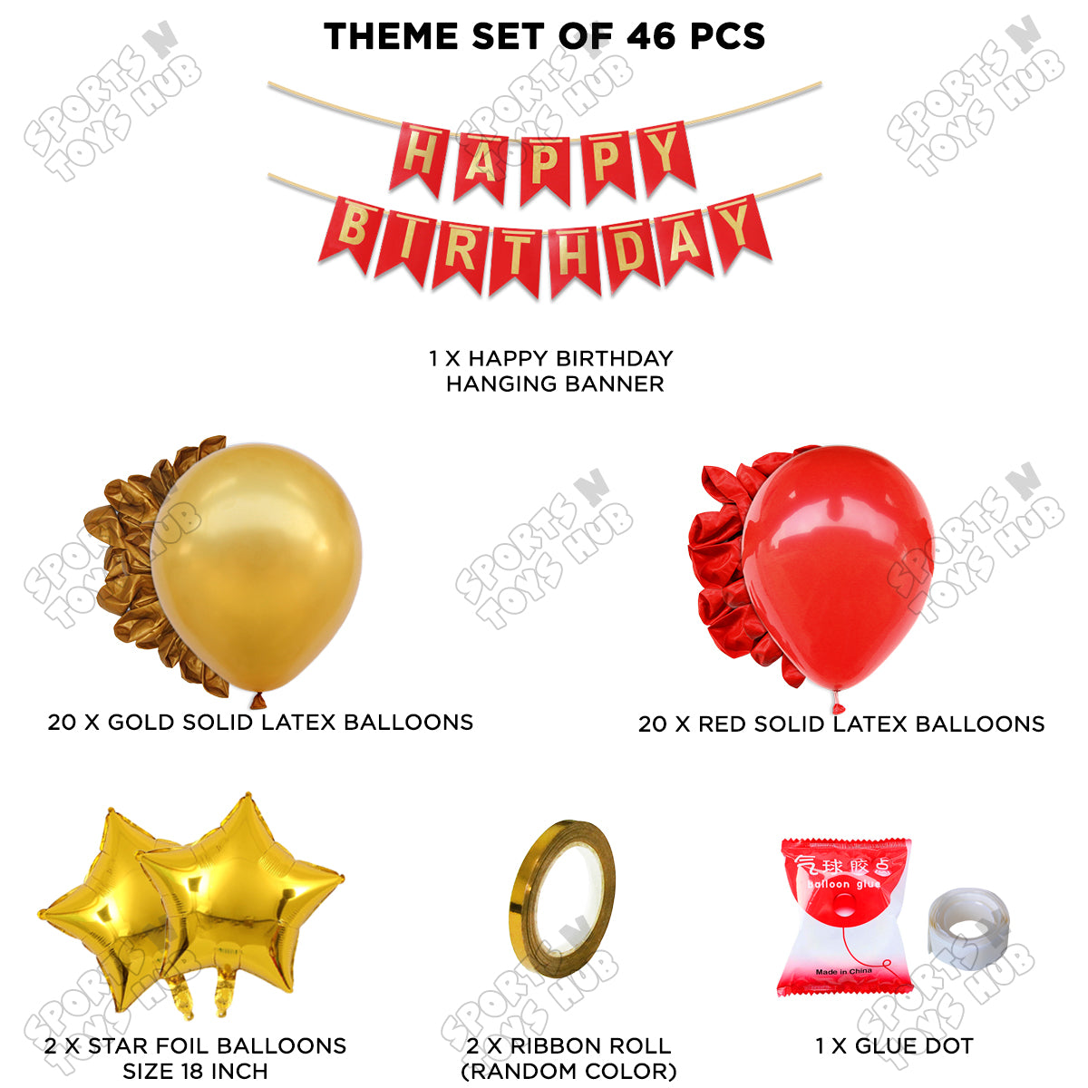 Happy Birthday Card Banner Theme - Red & Gold