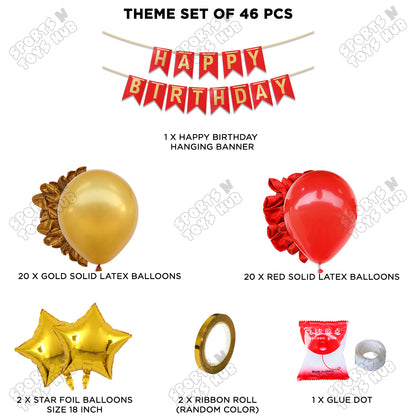 Happy Birthday Card Banner Theme - Red & Gold