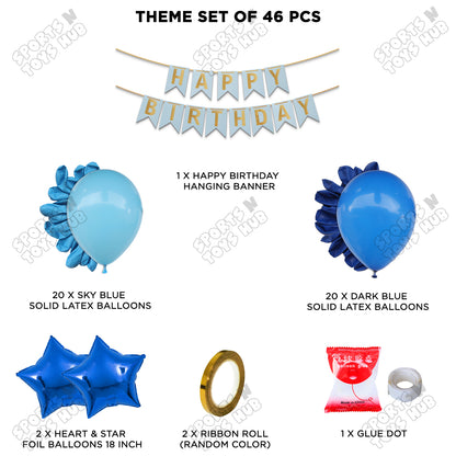 Happy Birthday Card Banner Theme - Sky Blue & Dark Blue