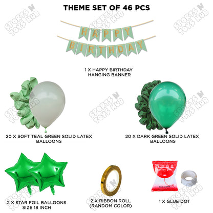 Happy Birthday Card Banner Theme - Green & Soft Teal Green