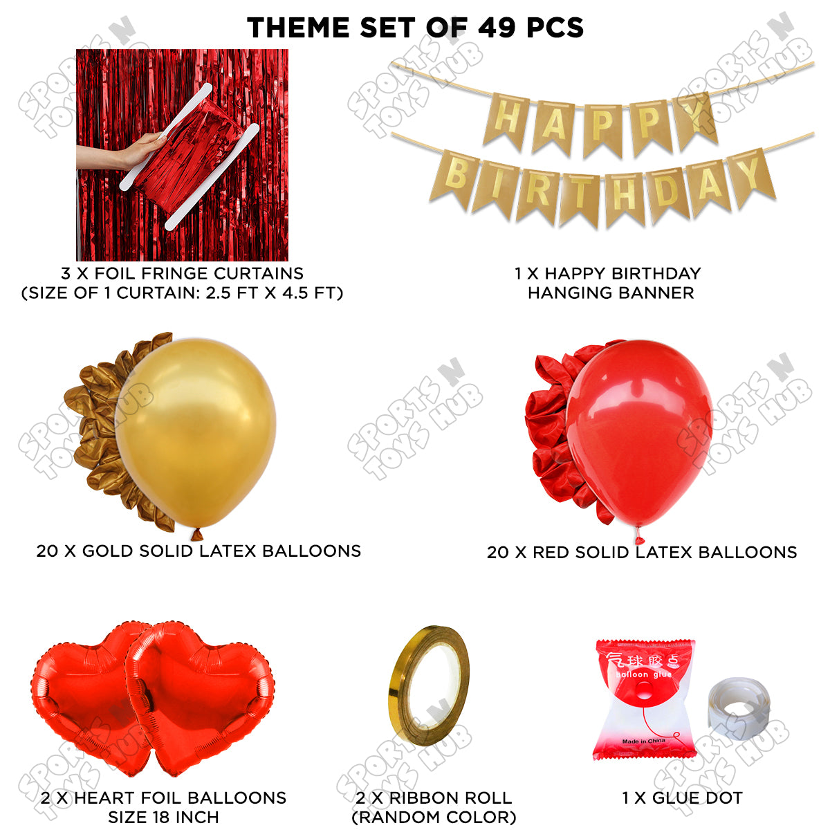 Happy Birthday Card Banner Theme - Gold & Red