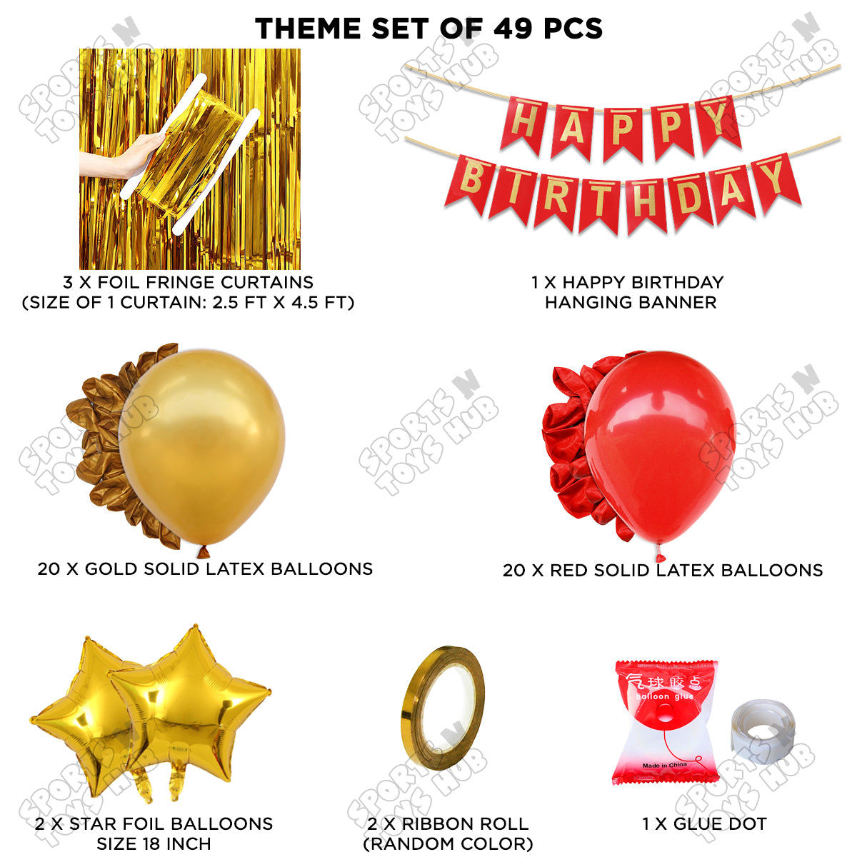 Happy Birthday Card Banner Theme - Red & Gold