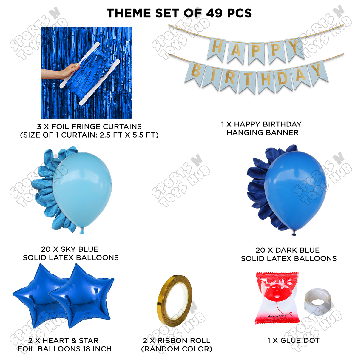 Happy Birthday Card Banner Theme - Sky Blue & Dark Blue