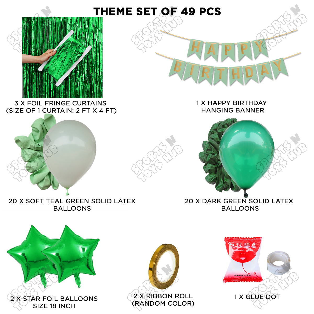 Happy Birthday Card Banner Theme - Green & Soft Teal Green