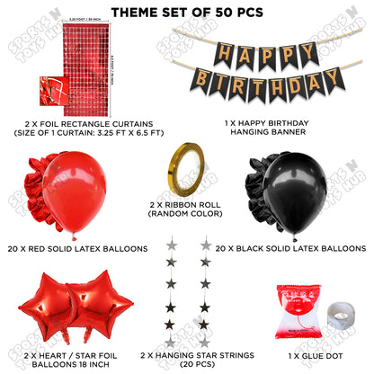 Happy Birthday Card Banner Theme - Black & Red