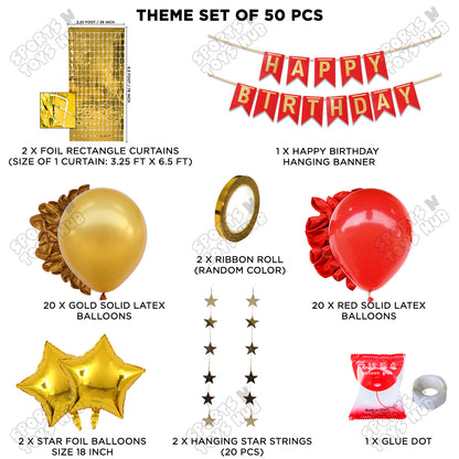 Happy Birthday Card Banner Theme - Gold & Red