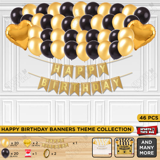 Happy Birthday Card Banner Theme - Gold