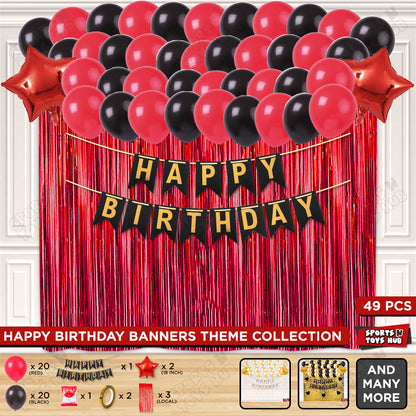 Happy Birthday Card Banner Theme - Black & Red