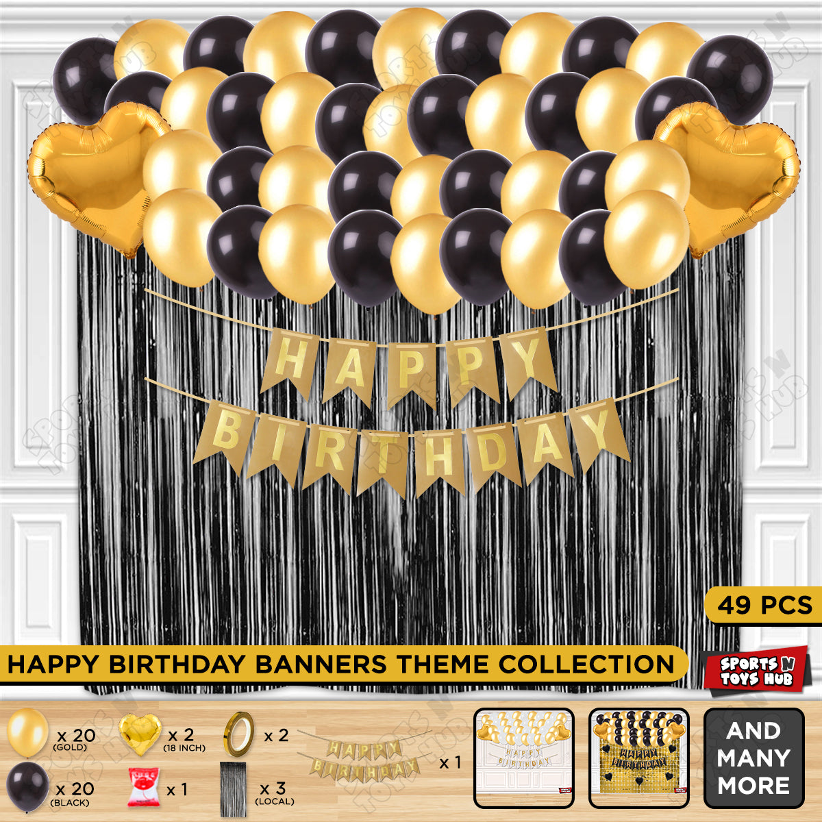 Happy Birthday Card Banner Theme - Gold