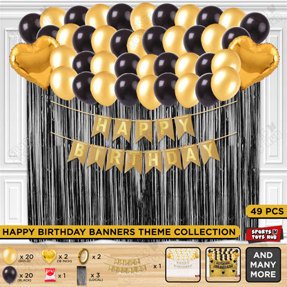Happy Birthday Card Banner Theme - Gold