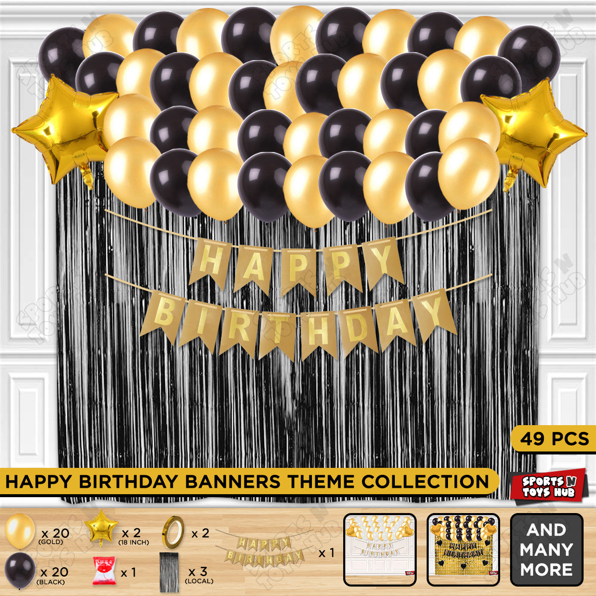 Happy Birthday Card Banner Theme - Gold