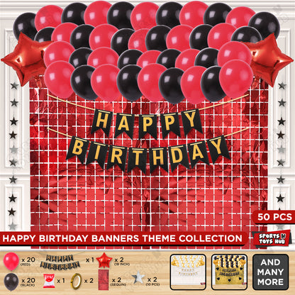 Happy Birthday Card Banner Theme - Black & Red
