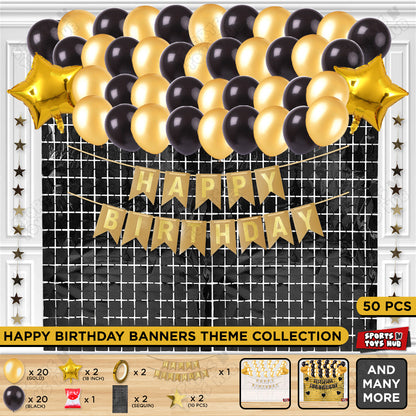 Happy Birthday Card Banner Theme - Gold
