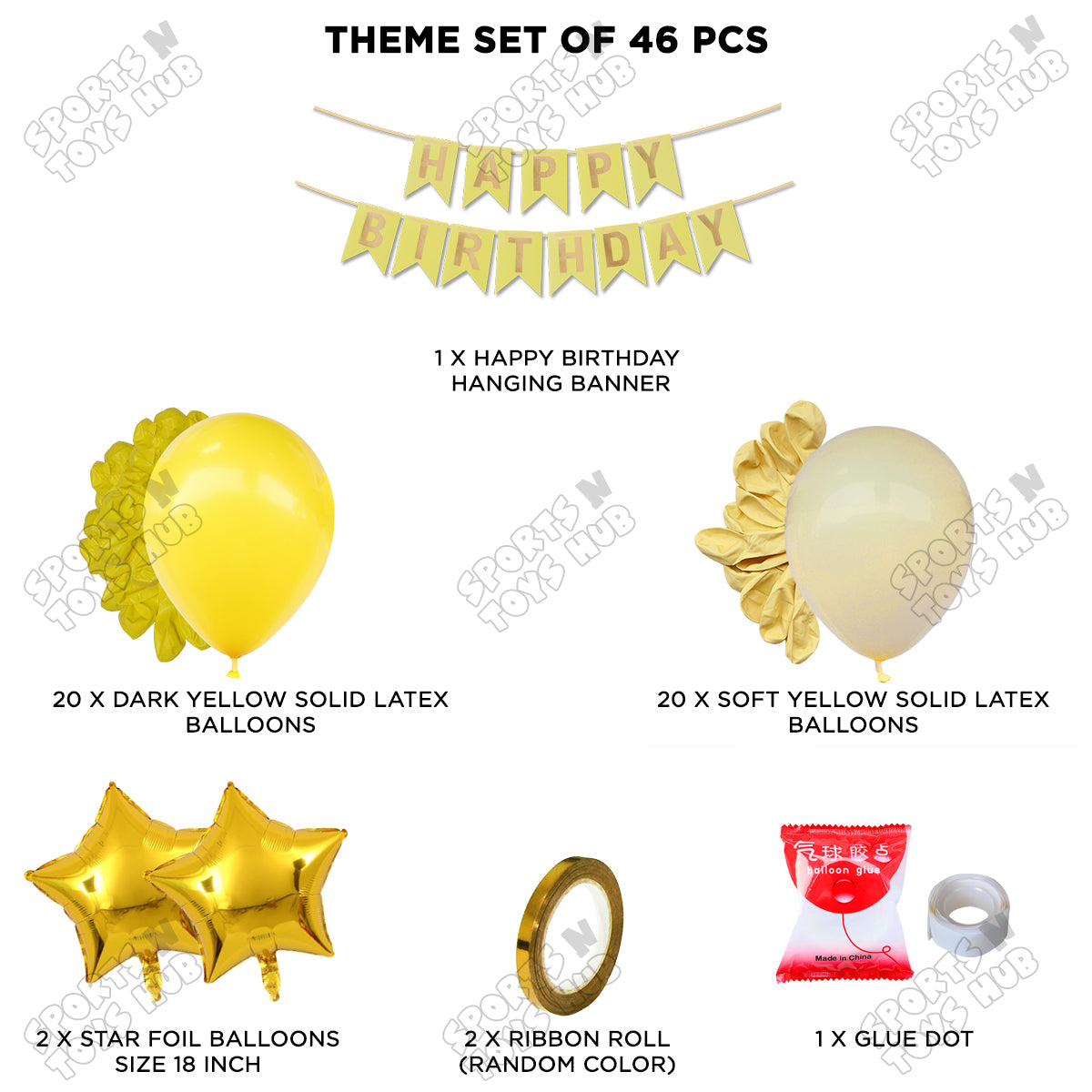 Happy Birthday Card Banner Theme -  Yellow & Soft Yellow