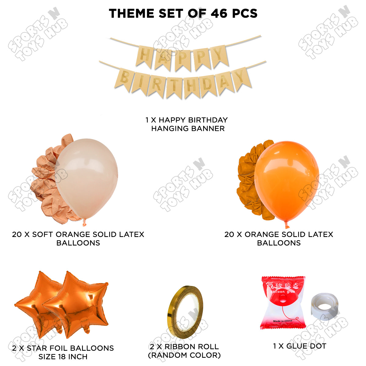 Happy Birthday Card Banner Theme -  Soft Orange & Orange