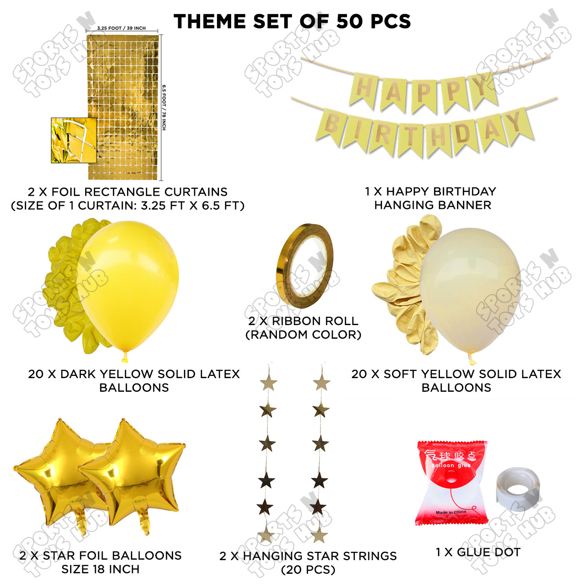 Happy Birthday Card Banner Theme -  Yellow & Soft Yellow