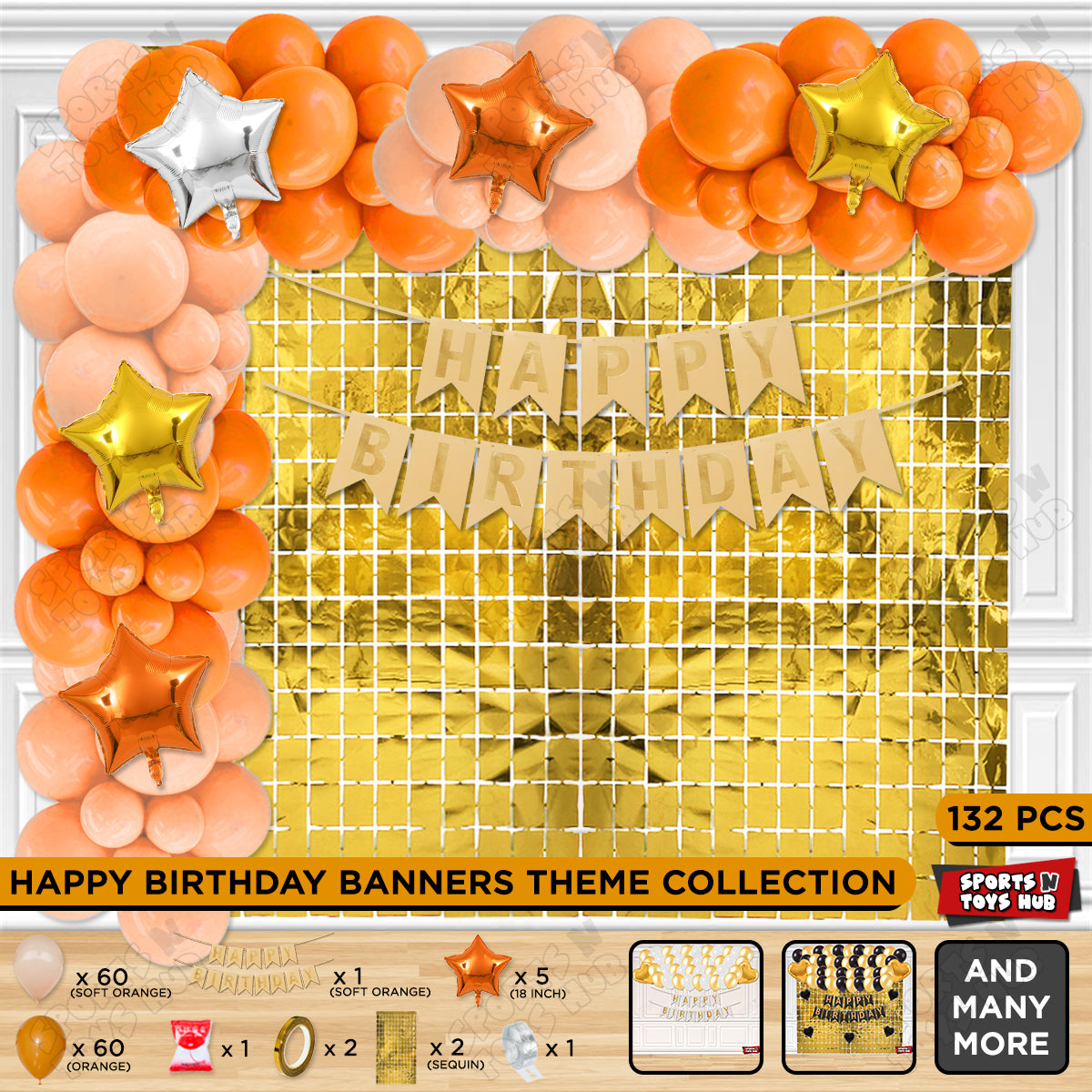 Happy Birthday Card Banner Theme -  Soft Orange & Orange