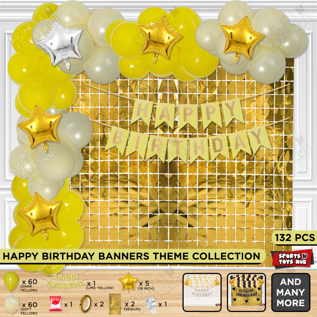 Happy Birthday Card Banner Theme -  Yellow & Soft Yellow