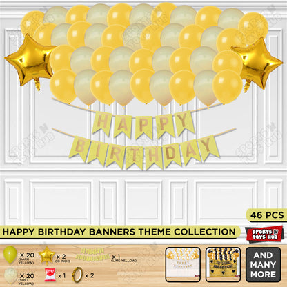 Happy Birthday Card Banner Theme -  Yellow & Soft Yellow