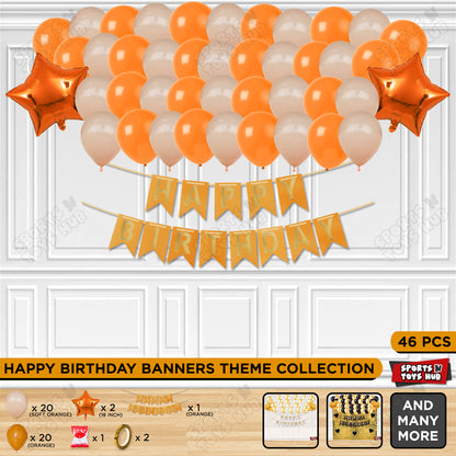 Happy Birthday Card Banner Theme - Orange & Soft Orange