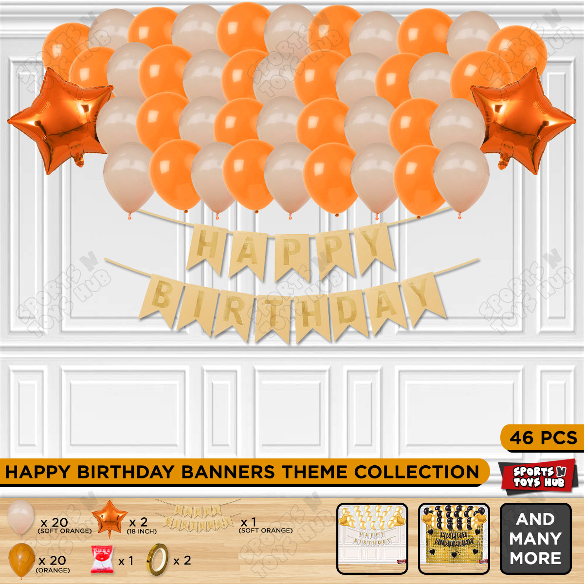 Happy Birthday Card Banner Theme -  Soft Orange & Orange