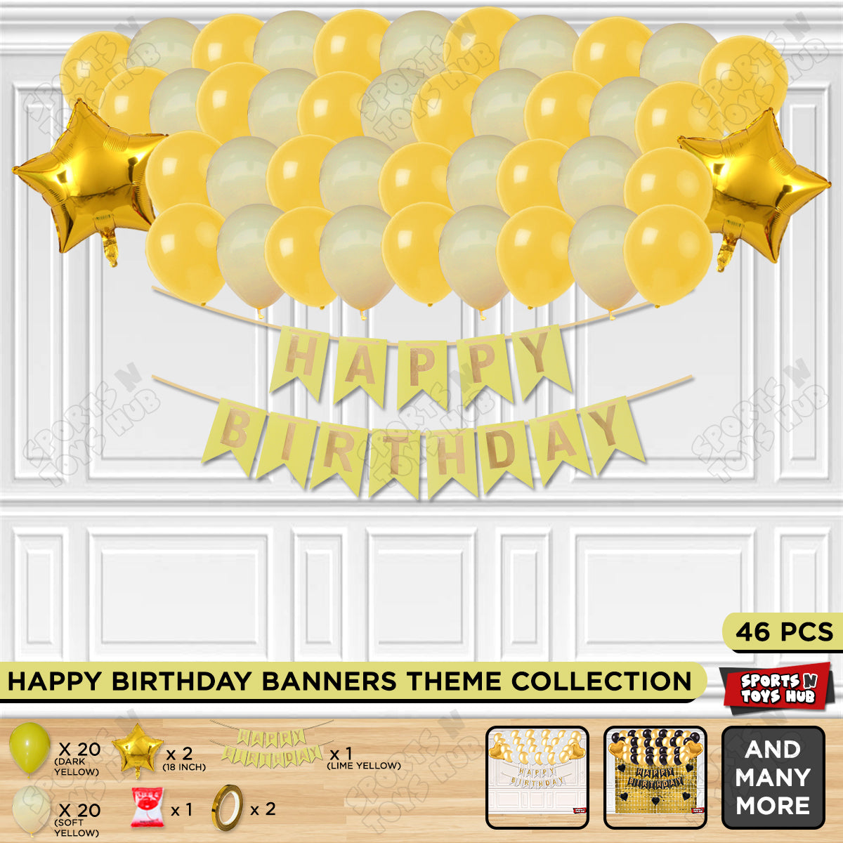 Happy Birthday Card Banner Theme -  Yellow & Soft Yellow