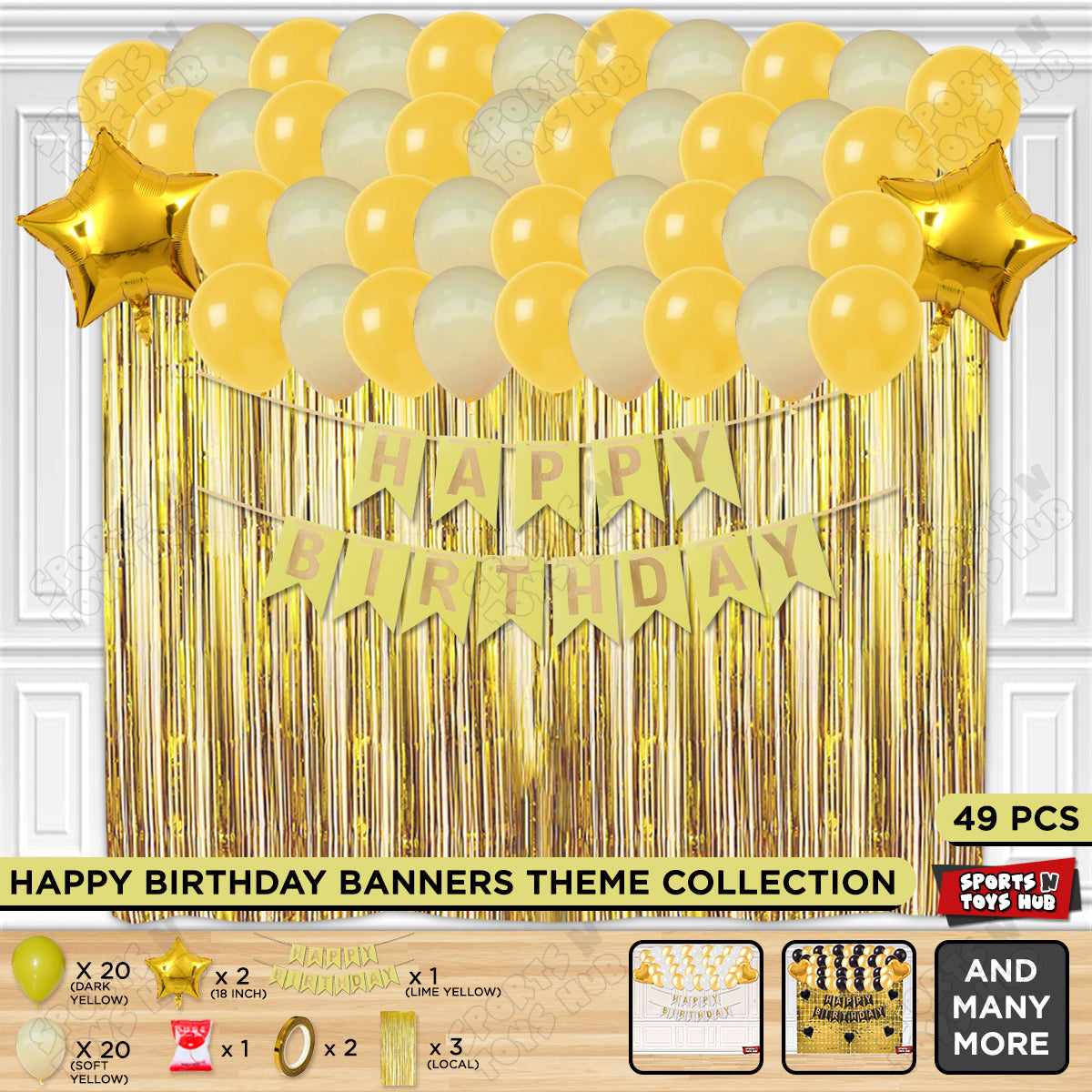 Happy Birthday Card Banner Theme -  Yellow & Soft Yellow