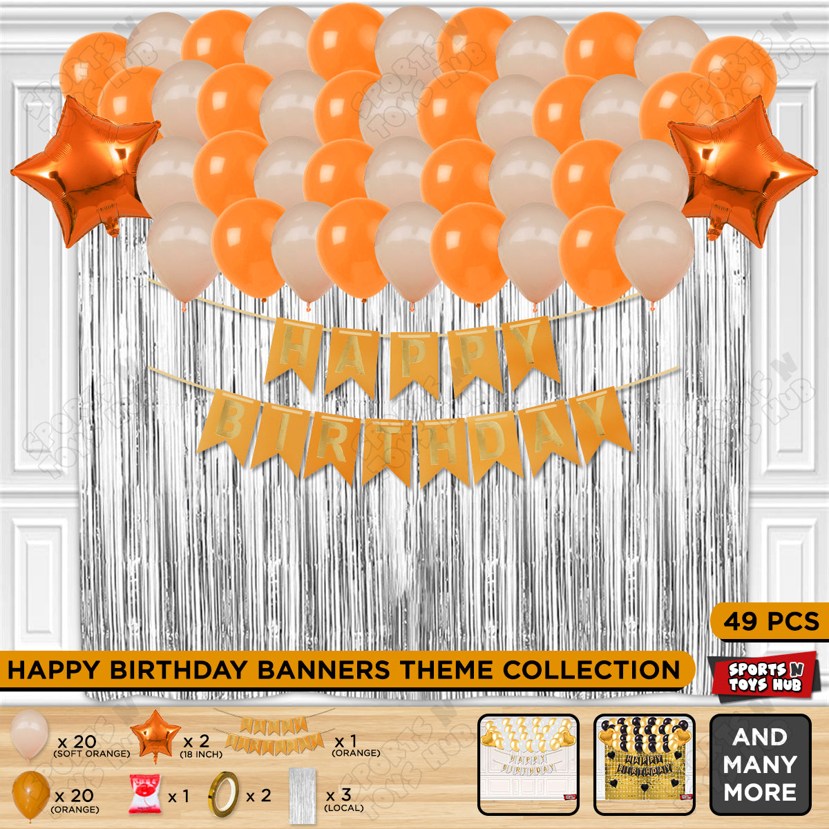 Happy Birthday Card Banner Theme - Orange & Soft Orange