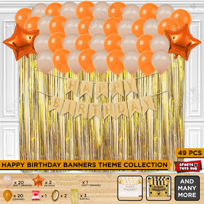 Happy Birthday Card Banner Theme -  Soft Orange & Orange