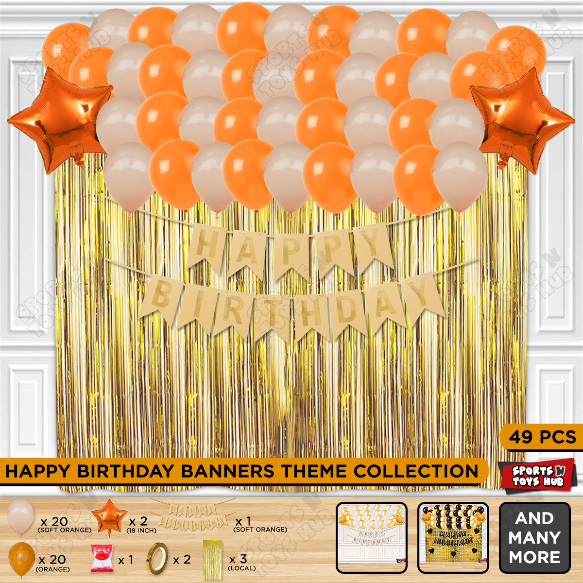 Happy Birthday Card Banner Theme -  Soft Orange & Orange