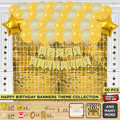 Happy Birthday Card Banner Theme -  Yellow & Soft Yellow