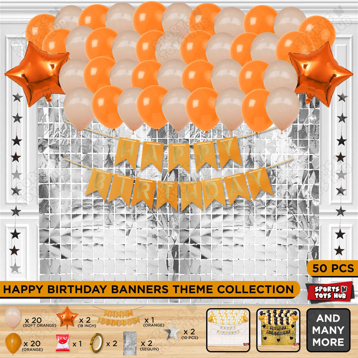 Happy Birthday Card Banner Theme - Orange & Soft Orange