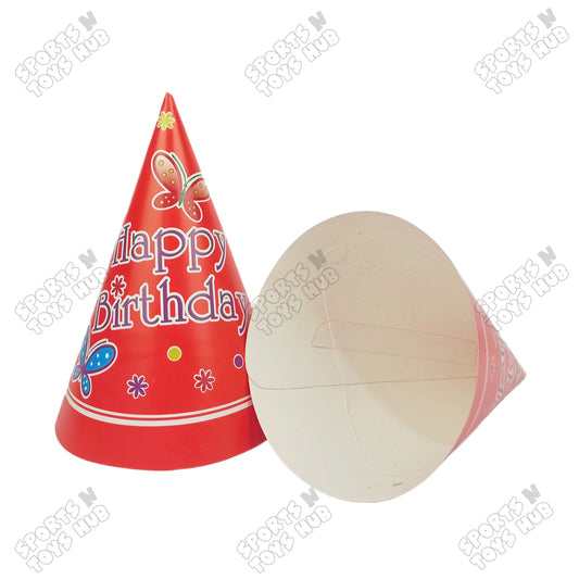 6 Pcs Happy Birthday Butterfly Printed Caps