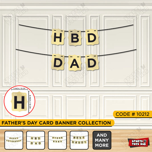 HBD Dad Shinny Gold Card Banner