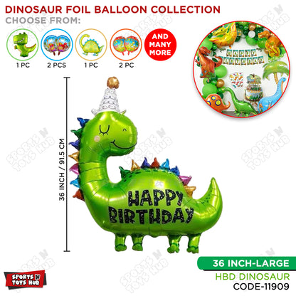 Dino Printed Happy Birthday Foil Balloon