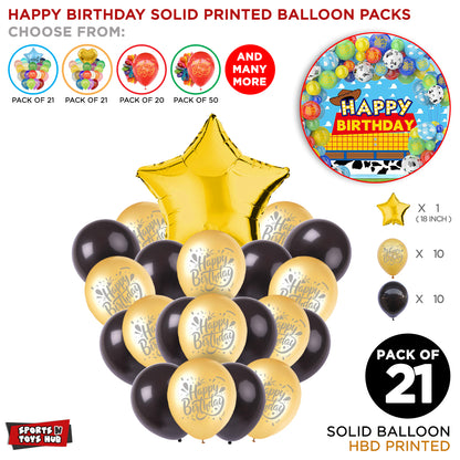 Printed Happy Birthday Solid Balloon Pack With Star