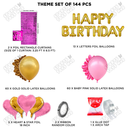 Happy Birthday Foil Letter Theme - Gold & Baby Pink