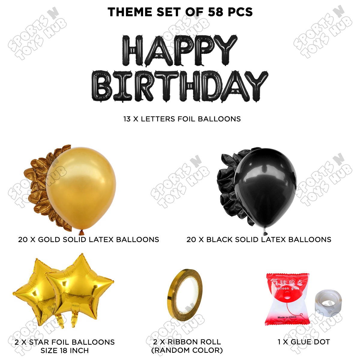 Happy Birthday Foil Letter Theme - Black & Gold
