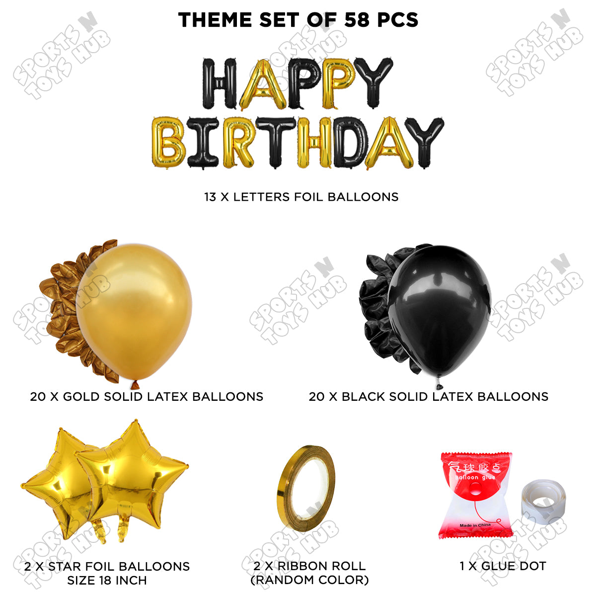 Happy Birthday Foil Letter Theme - Black & Gold