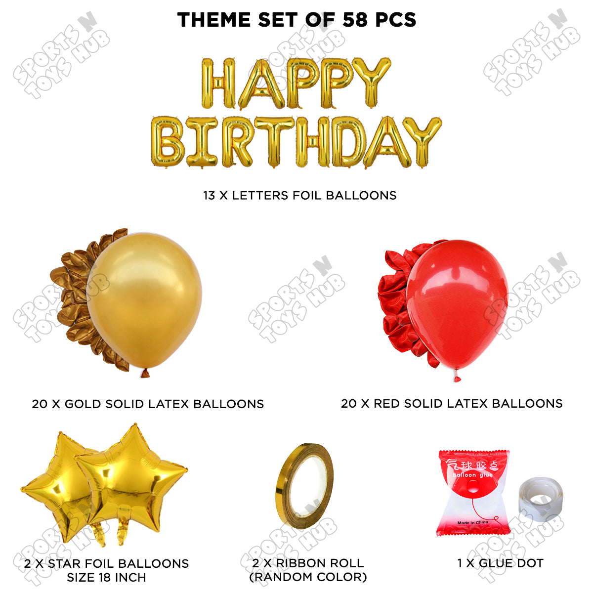 Happy Birthday Foil Letter Theme - Gold & Red