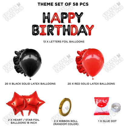 Happy Birthday Foil Letter Theme - Black & Red