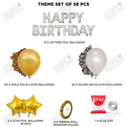 Happy Birthday Foil Letter Theme - Silver & Gold