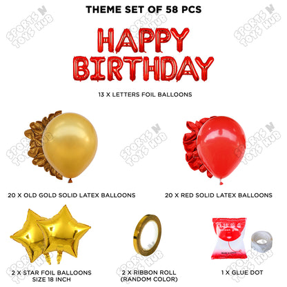 Happy Birthday Foil Letter Theme - Red & Gold