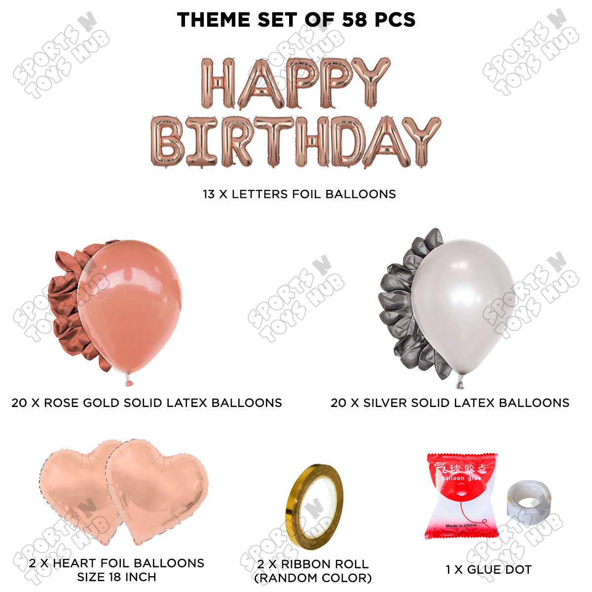 Happy Birthday Foil Letter Theme - Rose Gold & Silver