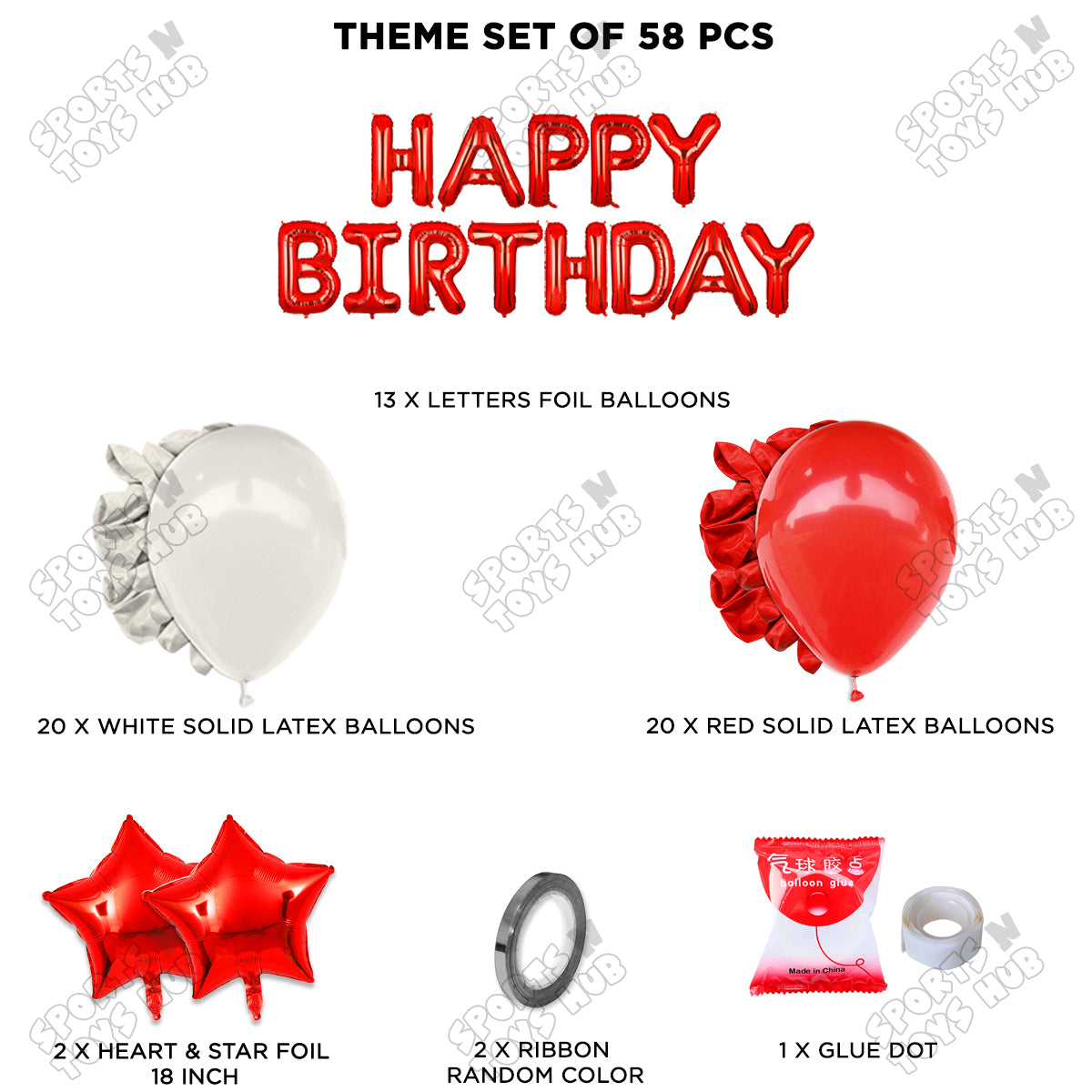 Happy Birthday Foil Letter Theme - Red & White