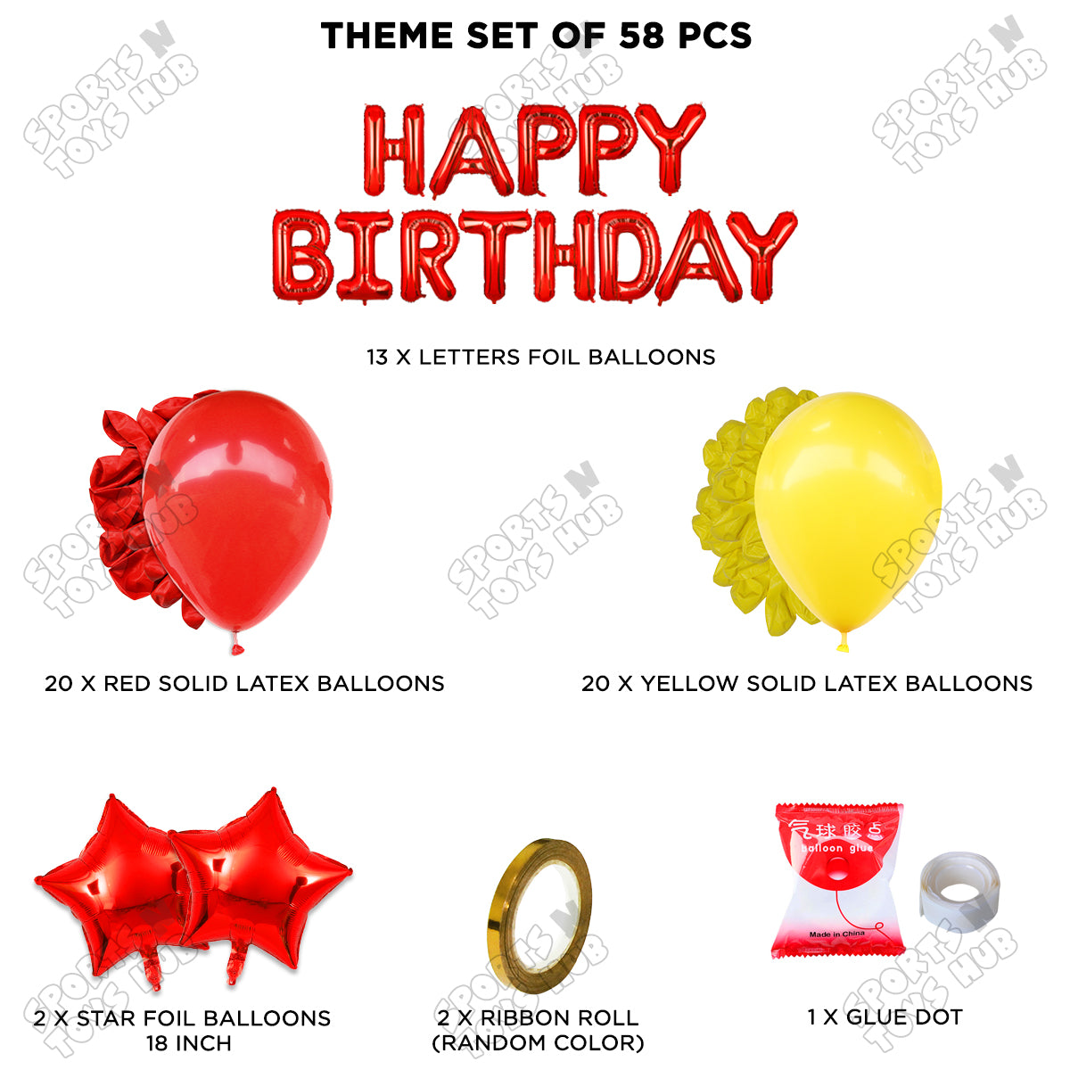 Happy Birthday Foil Letter Theme - Red & Yellow
