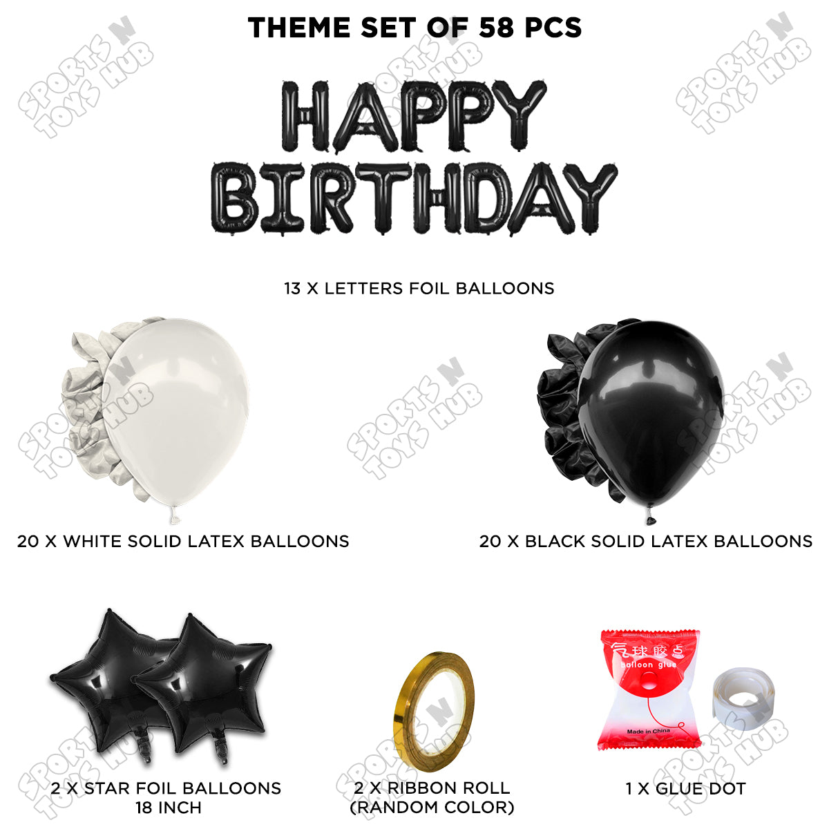 Happy Birthday Foil Letter Theme - Black & White