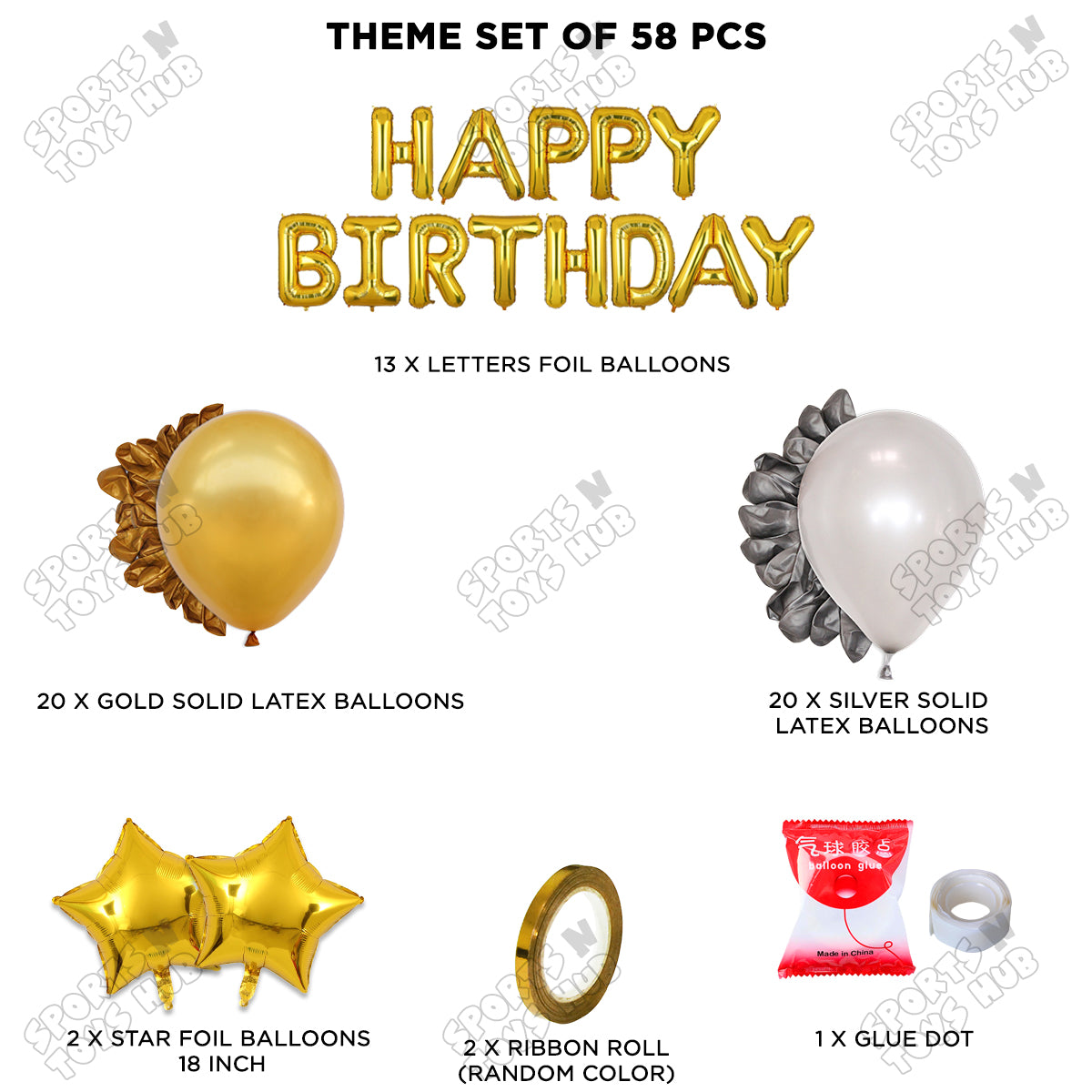 Happy Birthday Foil Letter Theme - Gold & Silver