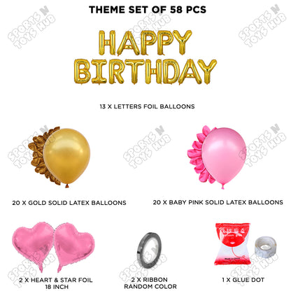 Happy Birthday Foil Letter Theme - Gold & Baby Pink