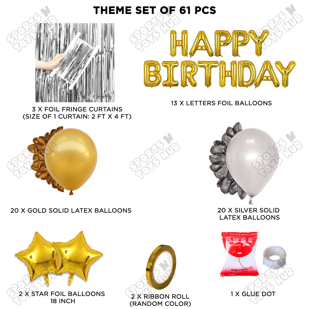 Happy Birthday Foil Letter Theme - Gold & Silver